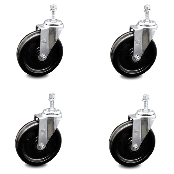 Service Caster 6 Inch Phenolic Wheel Swivel 10mm Threaded Stem Caster Set SCC-TS20S615-PHR-M1015-4 - main